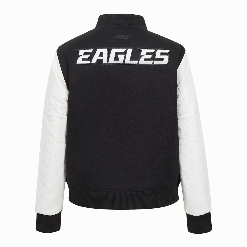 NFL PHILADELPHIA EAGLES CLASSIC WOMEN'S WOOL VARSITY JACKET (BLACK/WHITE)