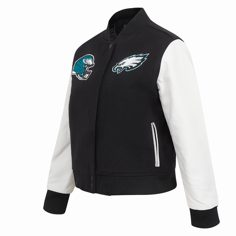 NFL PHILADELPHIA EAGLES CLASSIC WOMEN'S WOOL VARSITY JACKET (BLACK/WHITE)
