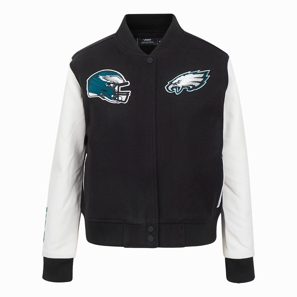NFL PHILADELPHIA EAGLES CLASSIC WOMEN'S WOOL VARSITY JACKET (BLACK/WHITE)