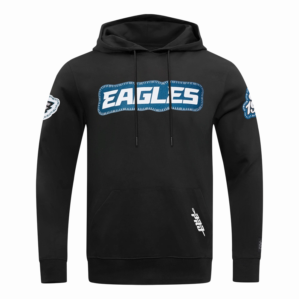 NFL PHILADELPHIA EAGLES DIY PICK STITCH MEN'S DOUBLE KNIT PULLOVER HOODIE (BLACK)