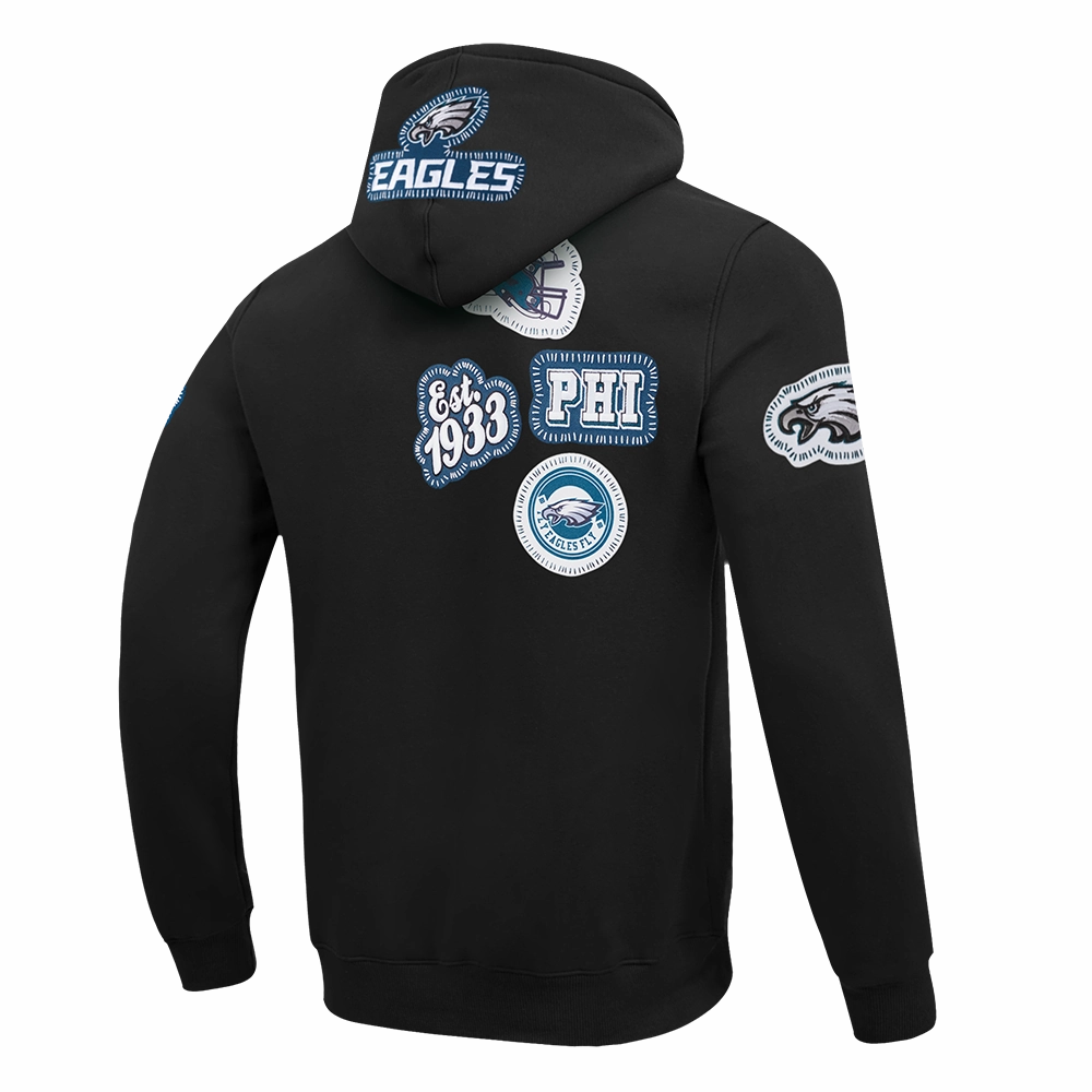 NFL PHILADELPHIA EAGLES DIY PICK STITCH MEN'S DOUBLE KNIT PULLOVER HOODIE (BLACK)