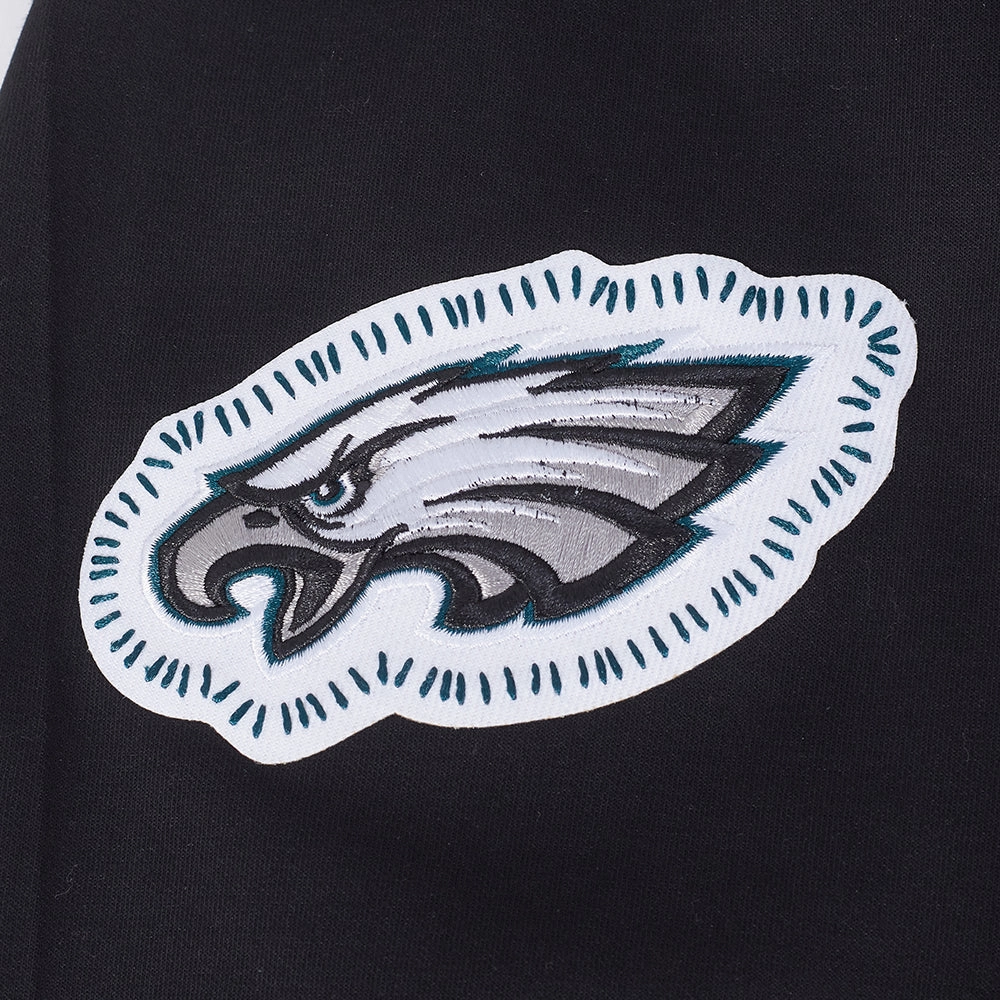 NFL PHILADELPHIA EAGLES DIY PICK STITCH MEN'S DOUBLE KNIT PULLOVER HOODIE (BLACK)