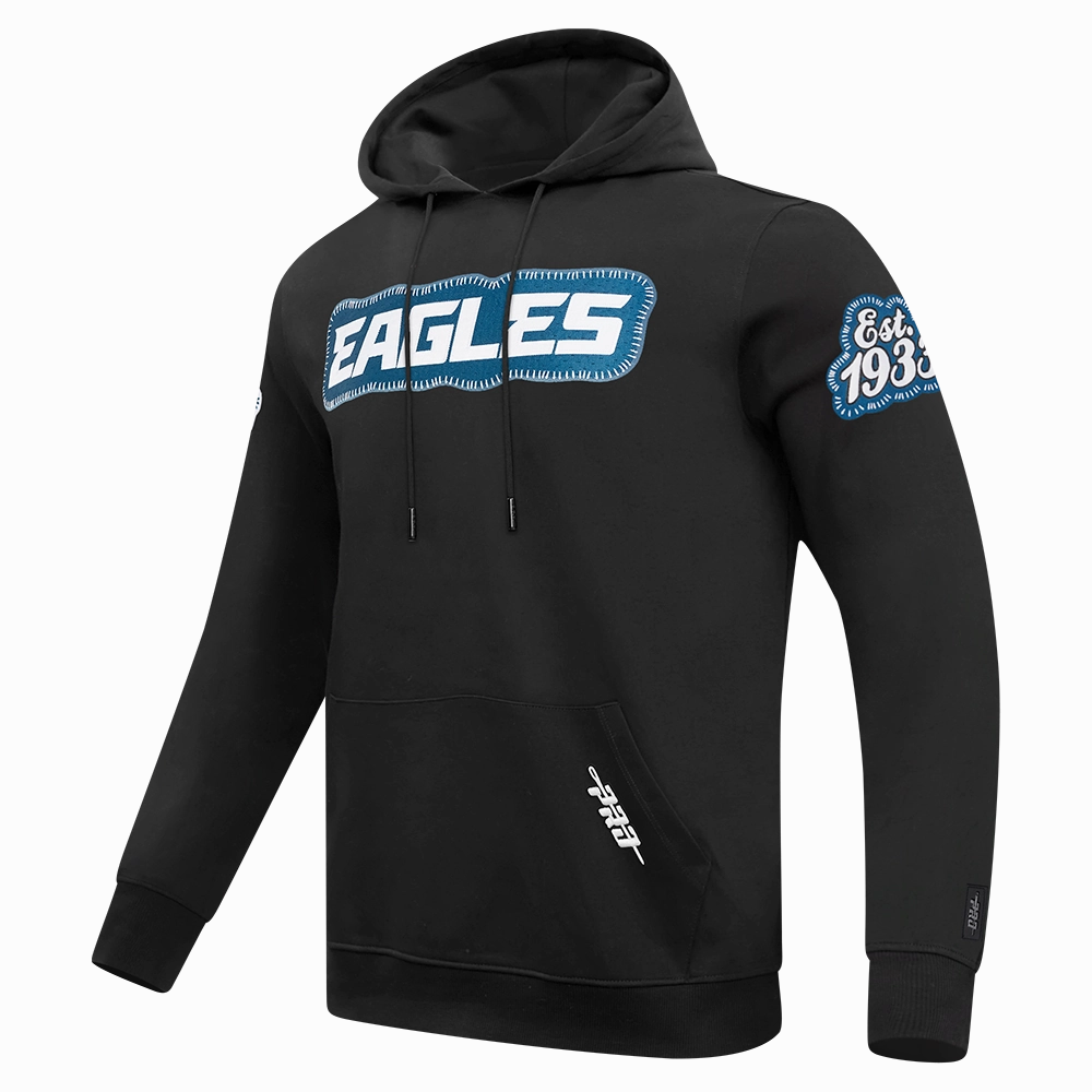 NFL PHILADELPHIA EAGLES DIY PICK STITCH MEN'S DOUBLE KNIT PULLOVER HOODIE (BLACK)