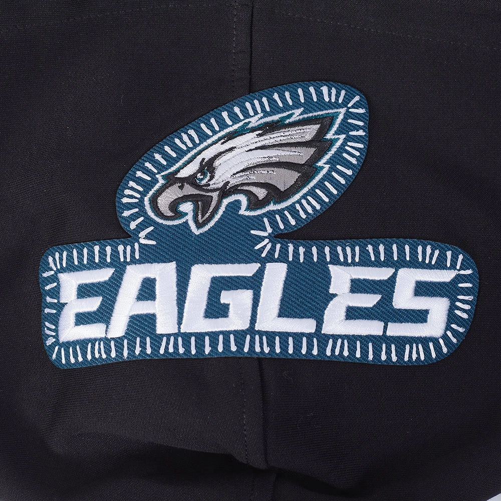 NFL PHILADELPHIA EAGLES DIY PICK STITCH MEN'S DOUBLE KNIT PULLOVER HOODIE (BLACK)