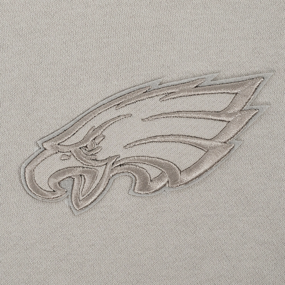 NFL PHILADELPHIA EAGLES NEUTRAL WOMEN'S CROPPED FLEECE PULLOVER HOODIE (TAUPE)