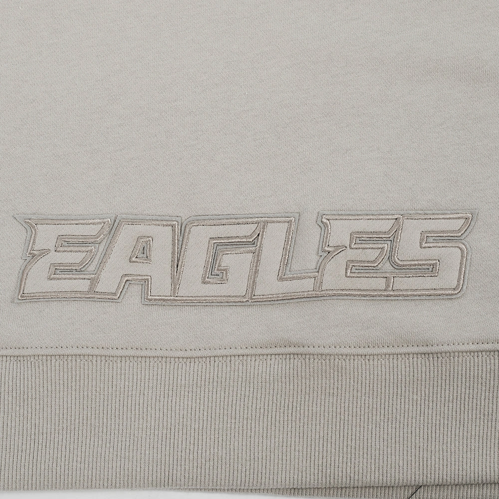 NFL PHILADELPHIA EAGLES NEUTRAL WOMEN'S CROPPED FLEECE PULLOVER HOODIE (TAUPE)