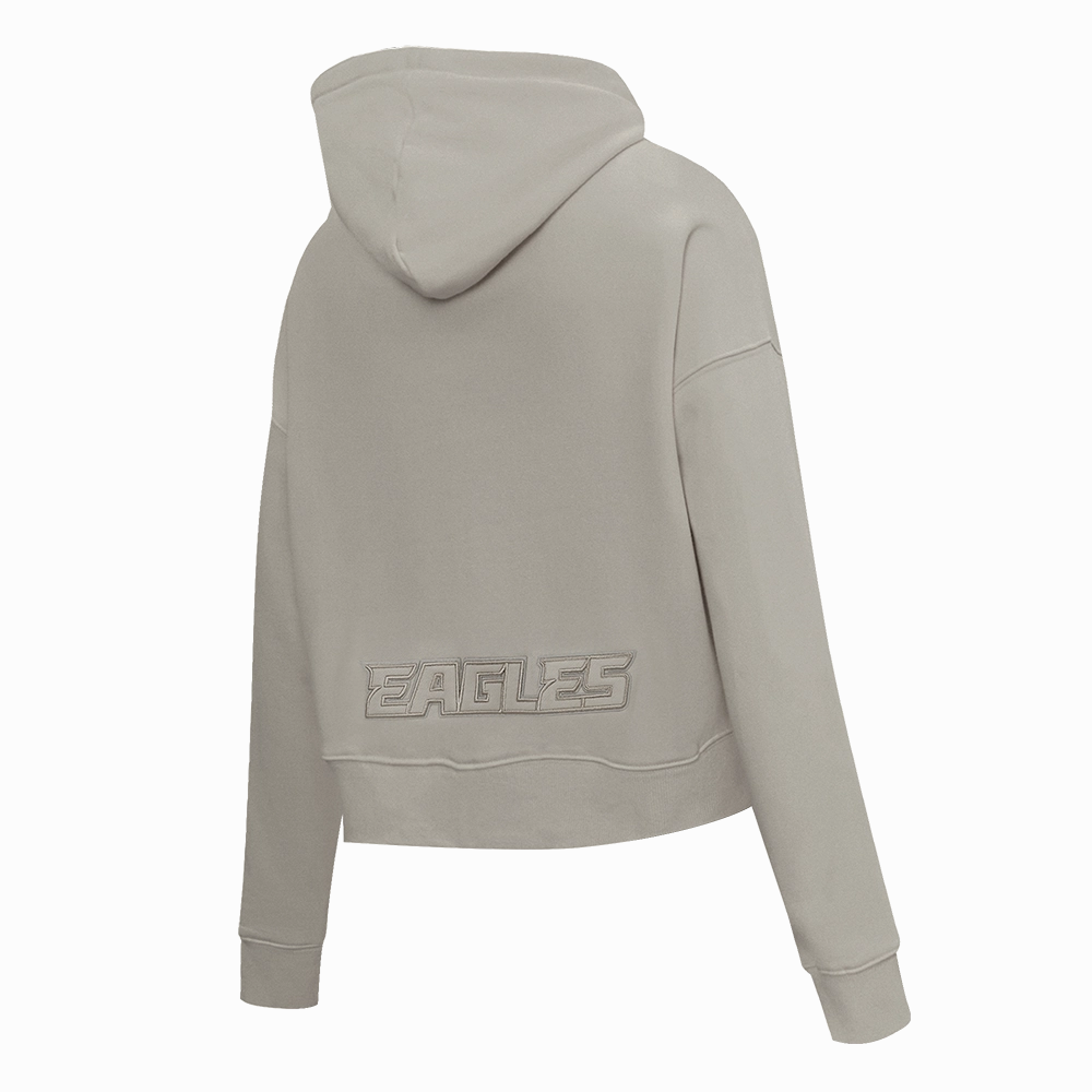NFL PHILADELPHIA EAGLES NEUTRAL WOMEN'S CROPPED FLEECE PULLOVER HOODIE (TAUPE)