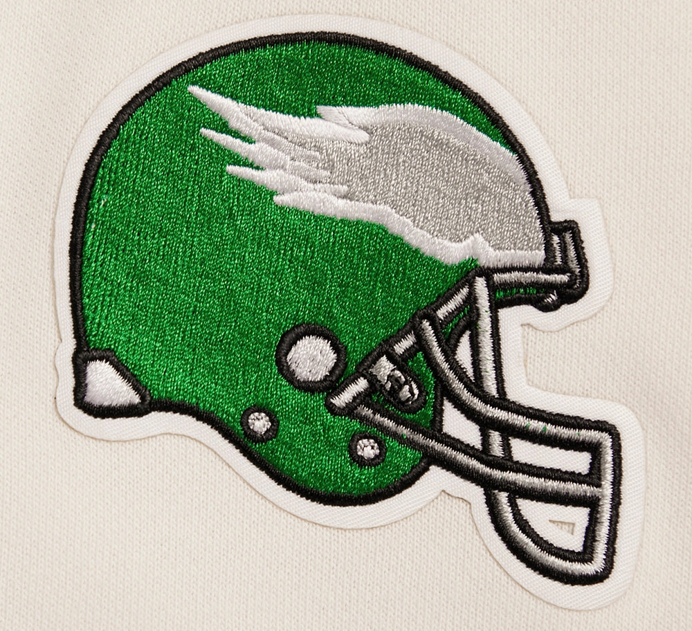 NFL PHILADELPHIA EAGLES RETRO CLASSIC WOMEN'S CROPPED PULLOVER HOODIE (EGGSHELL/KELLY GREEN)
