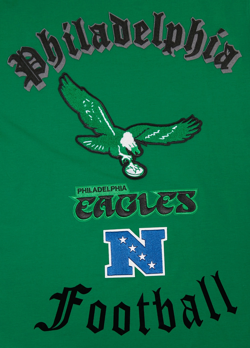 NFL PHILADELPHIA EAGLES RETRO OLD ENGLISH MEN'S TEE (KELLY GREEN)