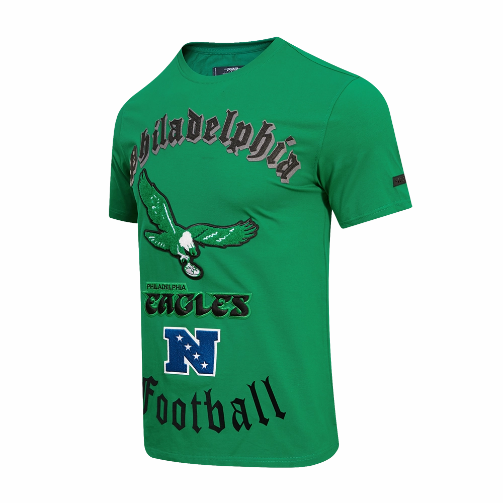 NFL PHILADELPHIA EAGLES RETRO OLD ENGLISH MEN'S TEE (KELLY GREEN)