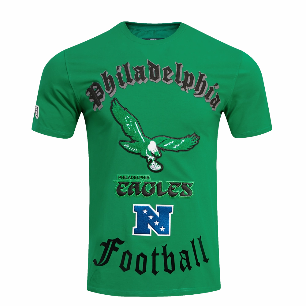 NFL PHILADELPHIA EAGLES RETRO OLD ENGLISH MEN'S TEE (KELLY GREEN)