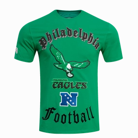 NFL PHILADELPHIA EAGLES RETRO OLD ENGLISH MEN'S TEE (KELLY GREEN)
