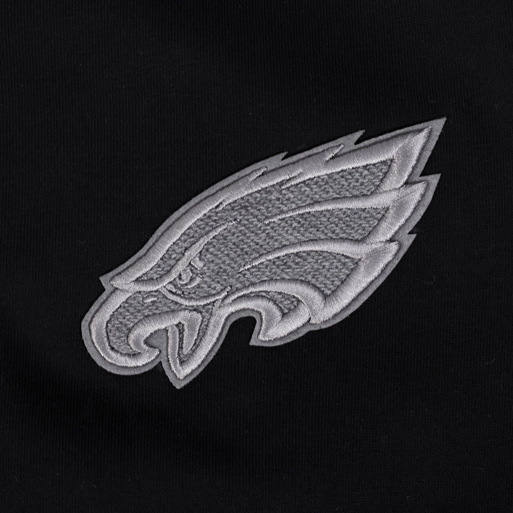 NFL PHILADELPHIA EAGLES REVERSE FRENCH TERRY WOMEN'S COLOR BLOCK FLEECE FULL ZIP (BLACK/GRAY/EGGSHELL)