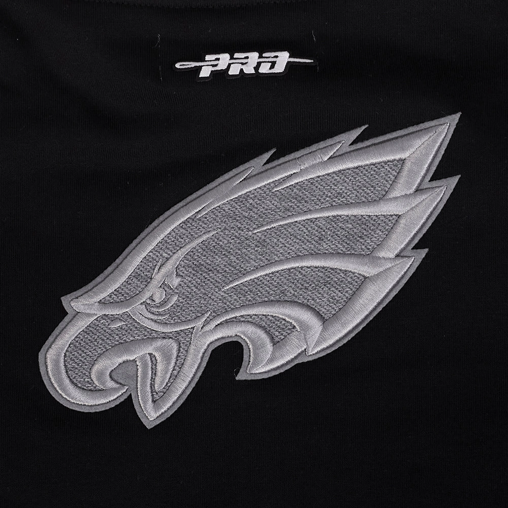 NFL PHILADELPHIA EAGLES REVERSE FRENCH TERRY WOMEN'S COLOR BLOCK FLEECE FULL ZIP (BLACK/GRAY/EGGSHELL)