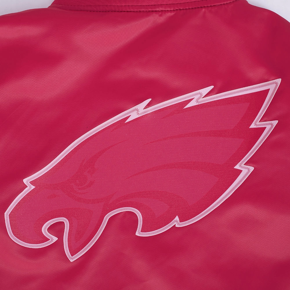 NFL PHILADELPHIA EAGLES TRIPLE PINK WOMEN'S SATIN JACKET (BEETROOT PURPLE)