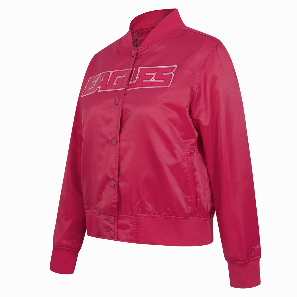 NFL PHILADELPHIA EAGLES TRIPLE PINK WOMEN'S SATIN JACKET (BEETROOT PURPLE)