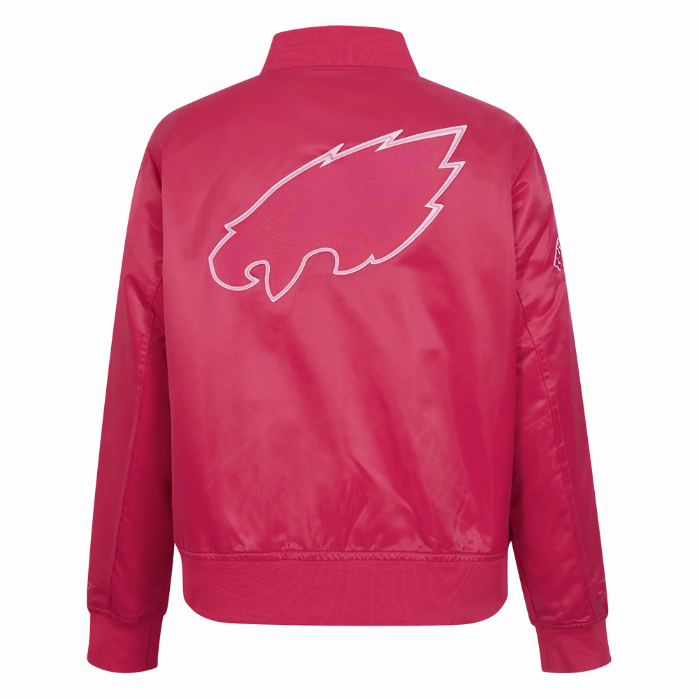 NFL PHILADELPHIA EAGLES TRIPLE PINK WOMEN'S SATIN JACKET (BEETROOT PURPLE)