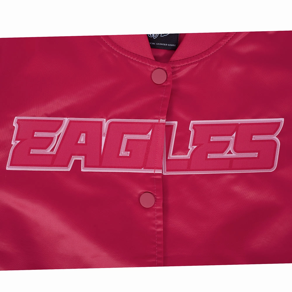 NFL PHILADELPHIA EAGLES TRIPLE PINK WOMEN'S SATIN JACKET (BEETROOT PURPLE)