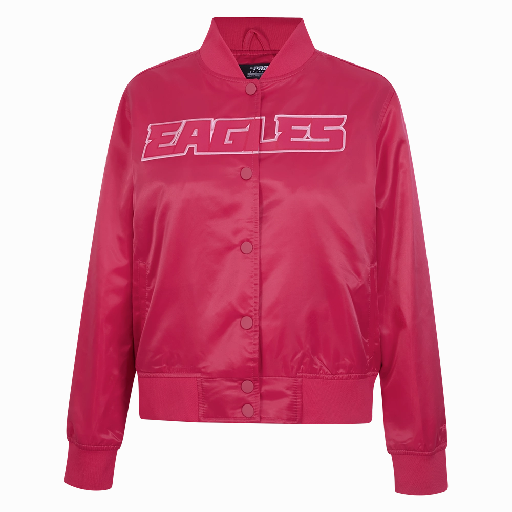 NFL PHILADELPHIA EAGLES TRIPLE PINK WOMEN'S SATIN JACKET (BEETROOT PURPLE)