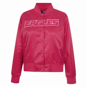 NFL PHILADELPHIA EAGLES TRIPLE PINK WOMEN'S SATIN JACKET (BEETROOT PURPLE)
