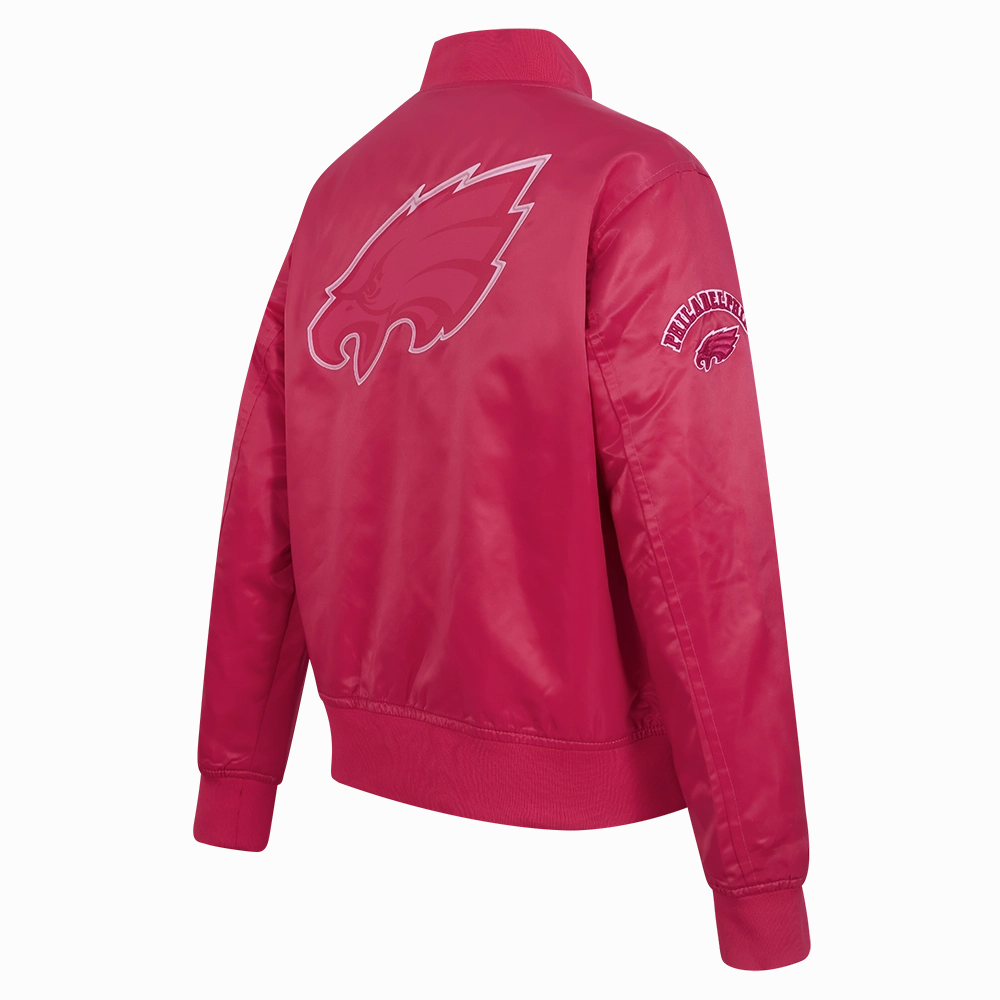 NFL PHILADELPHIA EAGLES TRIPLE PINK WOMEN'S SATIN JACKET (BEETROOT PURPLE)