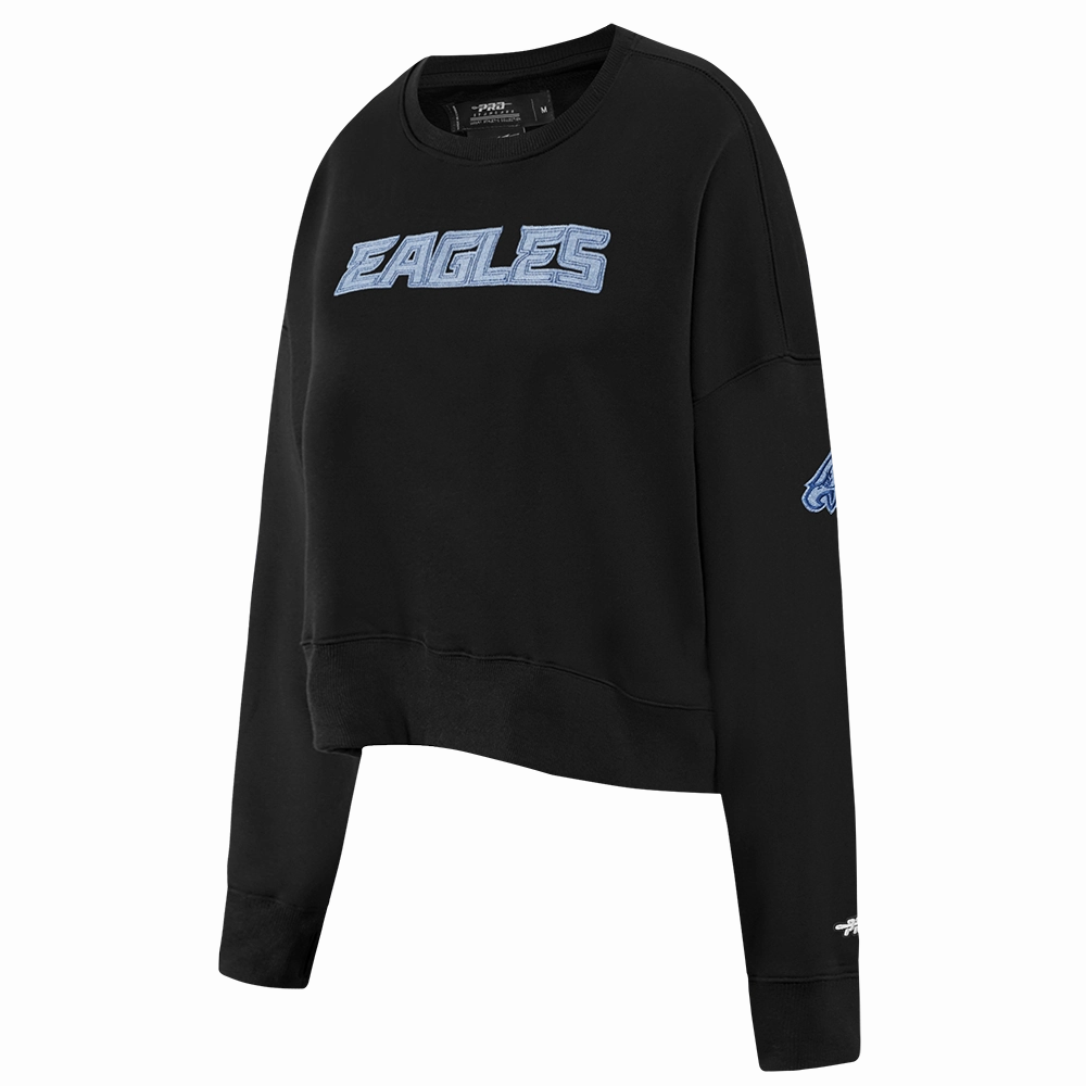 NFL PHILADELPHIA EAGLES VARSITY BLUES WOMEN'S W CREWNECK (BLACK)