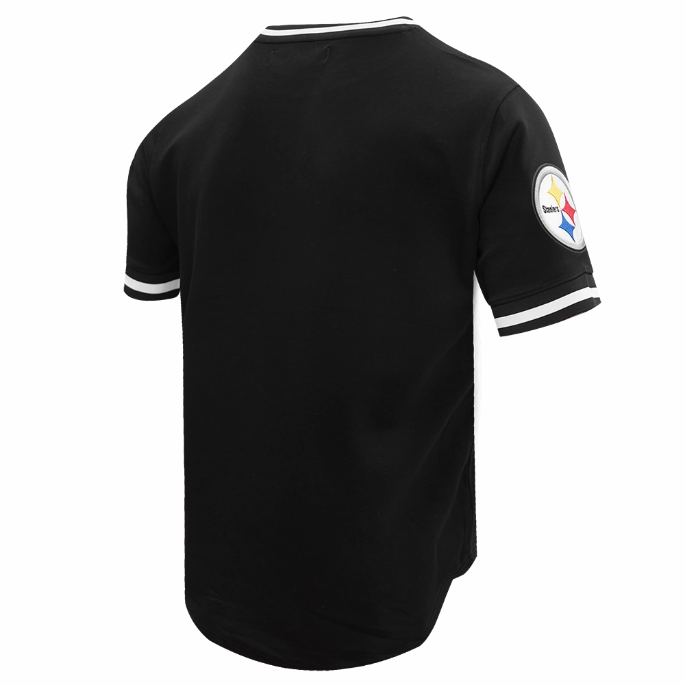 NFL PITTSBURGH STEELERS CLASSIC CHENILLE MEN'S DOUBLE KNIT TEE (BLACK)