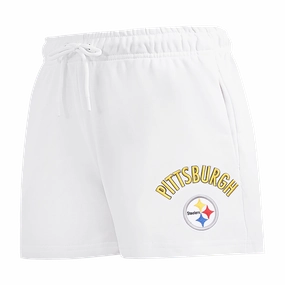 NFL PITTSBURGH STEELERS CLASSIC WOMEN'S FLEECE SHORT (WHITE)