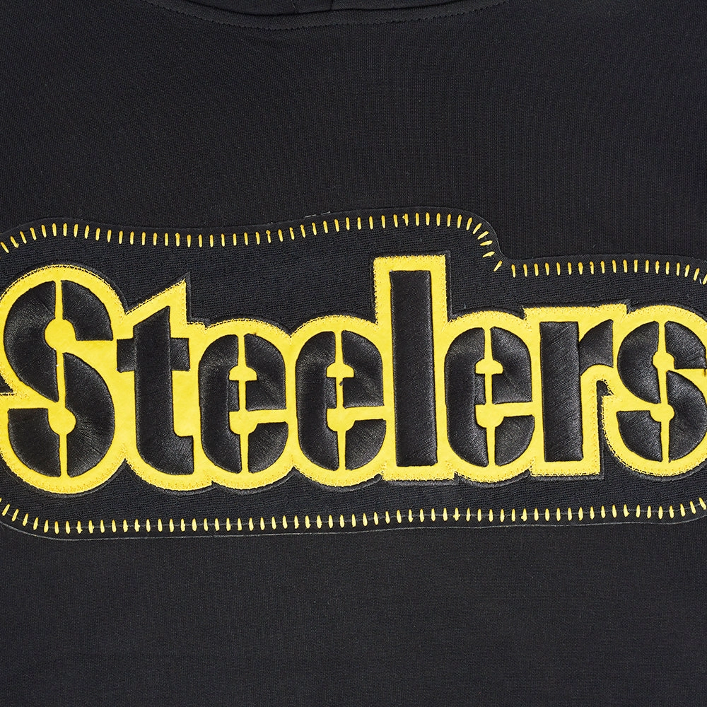 NFL PITTSBURGH STEELERS DIY PICK STITCH MEN'S DOUBLE KNIT PULLOVER HOODIE (BLACK)