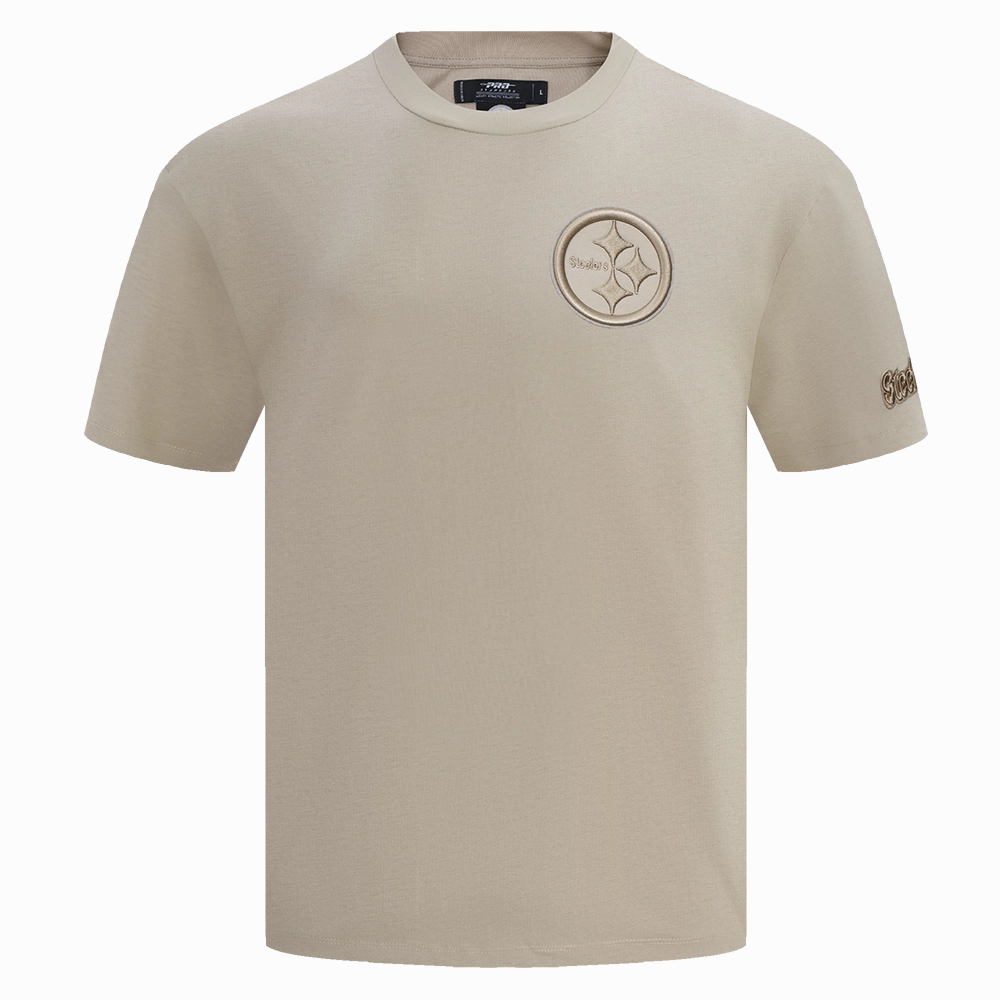 NFL PITTSBURGH STEELERS NEUTRAL COTTON JERSEY DROP SHOULDER TEE (TAUPE)