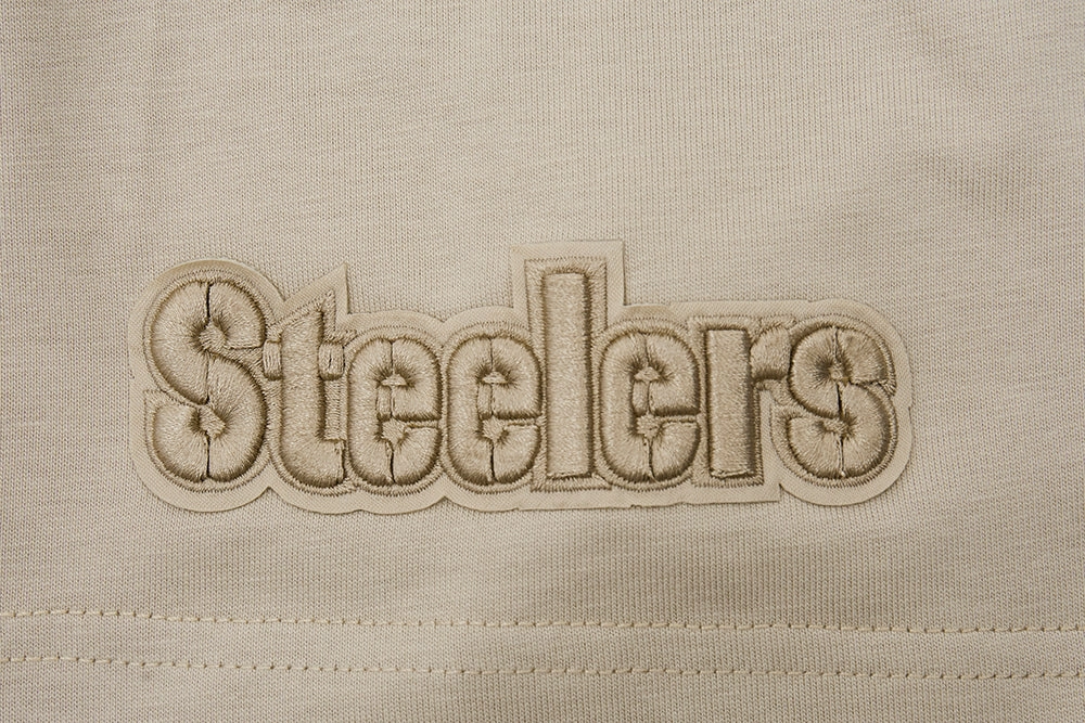 NFL PITTSBURGH STEELERS NEUTRAL COTTON JERSEY DROP SHOULDER TEE (TAUPE)