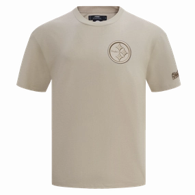 NFL PITTSBURGH STEELERS NEUTRAL COTTON JERSEY DROP SHOULDER TEE (TAUPE)