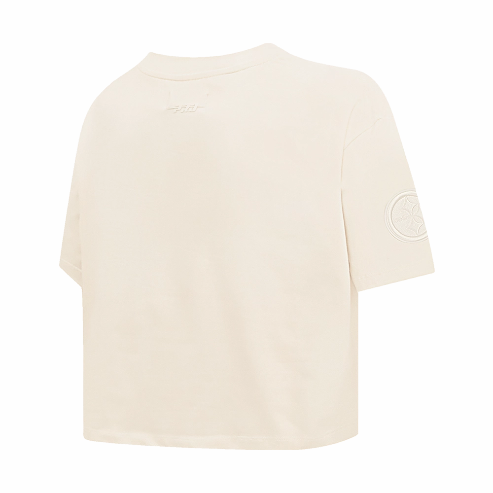 NFL PITTSBURGH STEELERS NEUTRAL WOMEN'S BOXY TEE (EGGSHELL)