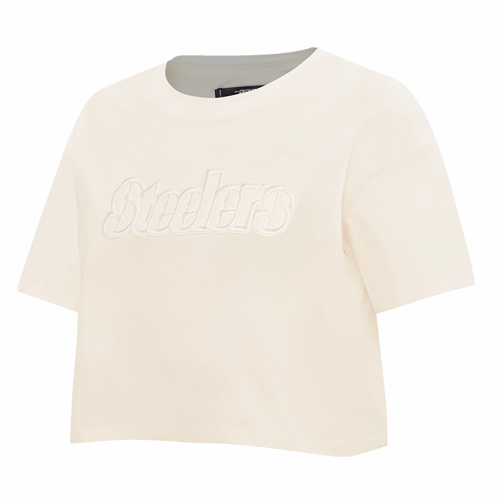 NFL PITTSBURGH STEELERS NEUTRAL WOMEN'S BOXY TEE (EGGSHELL)