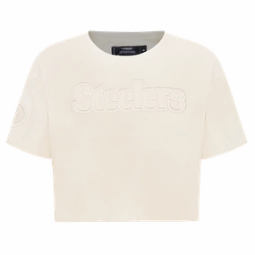 NFL PITTSBURGH STEELERS NEUTRAL WOMEN'S BOXY TEE (EGGSHELL)