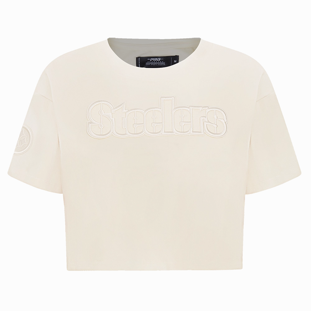 NFL PITTSBURGH STEELERS NEUTRAL WOMEN'S BOXY TEE (EGGSHELL)