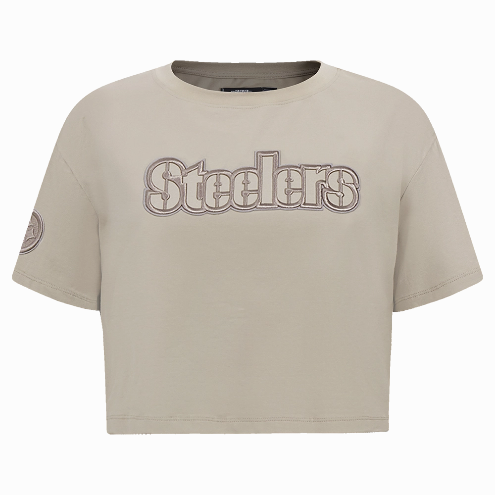 NFL PITTSBURGH STEELERS NEUTRAL WOMEN'S BOXY TEE (TAUPE)