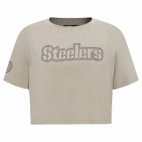 NFL PITTSBURGH STEELERS NEUTRAL WOMEN'S BOXY TEE (TAUPE)