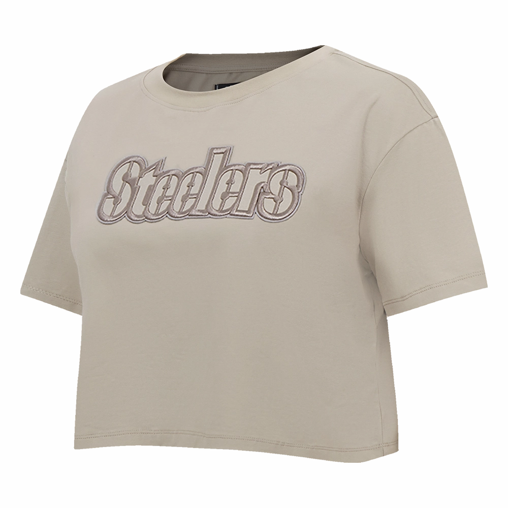 NFL PITTSBURGH STEELERS NEUTRAL WOMEN'S BOXY TEE (TAUPE)