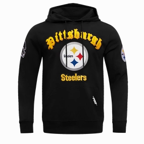 NFL PITTSBURGH STEELERS OLD ENGLISH MEN'S PO HOODIE (BLACK)