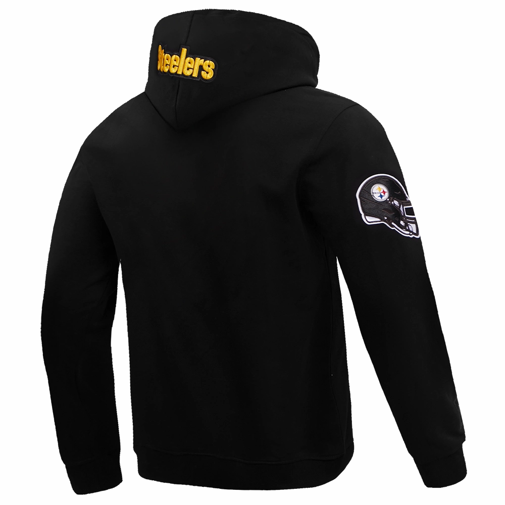 NFL PITTSBURGH STEELERS OLD ENGLISH MEN'S PO HOODIE (BLACK)