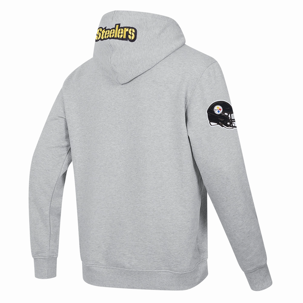 NFL PITTSBURGH STEELERS OLD ENGLISH MEN'S PO HOODIE (HEATHER GREY)