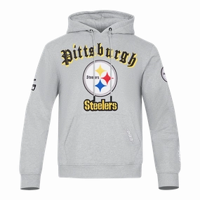 NFL PITTSBURGH STEELERS OLD ENGLISH MEN'S PO HOODIE (HEATHER GREY)