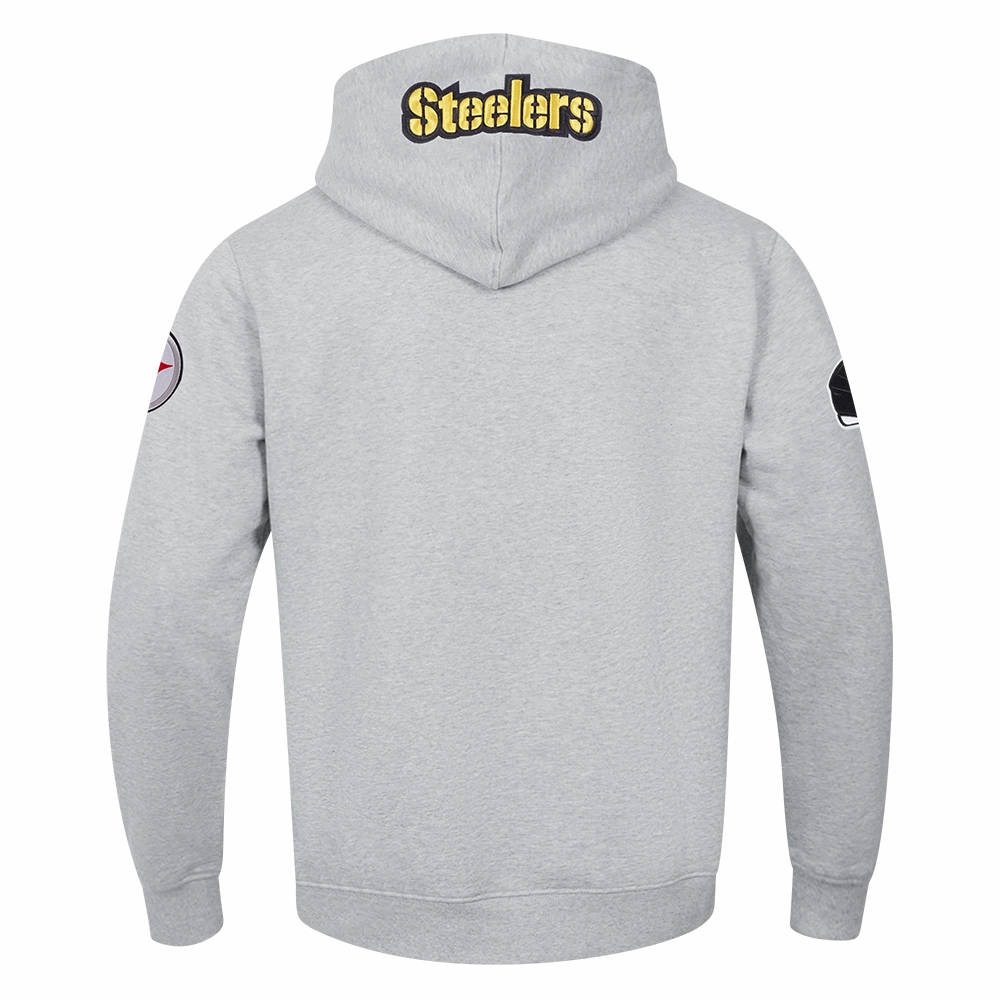 NFL PITTSBURGH STEELERS OLD ENGLISH MEN'S PO HOODIE (HEATHER GREY)