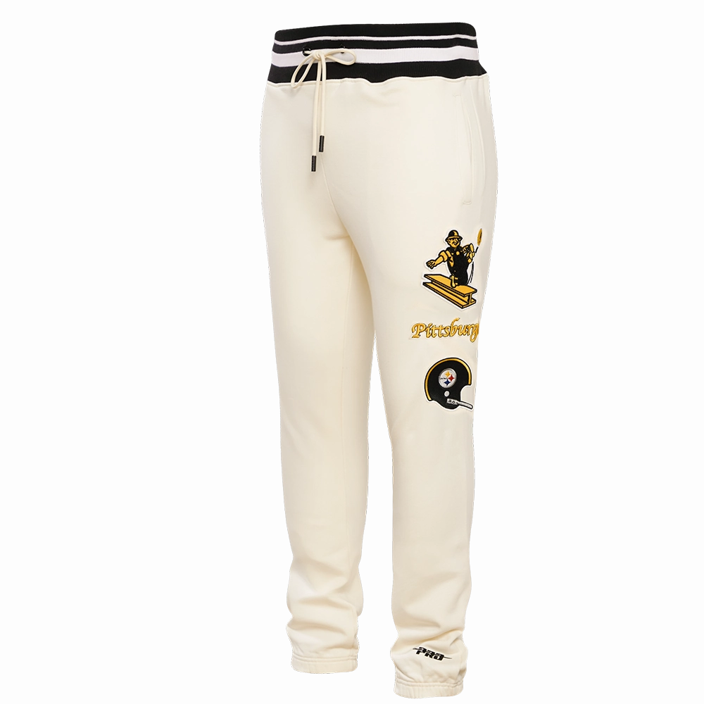 NFL PITTSBURGH STEELERS RETRO CLASSIC MEN'S SWEATPANT (EGGSHELL/ BLACK)