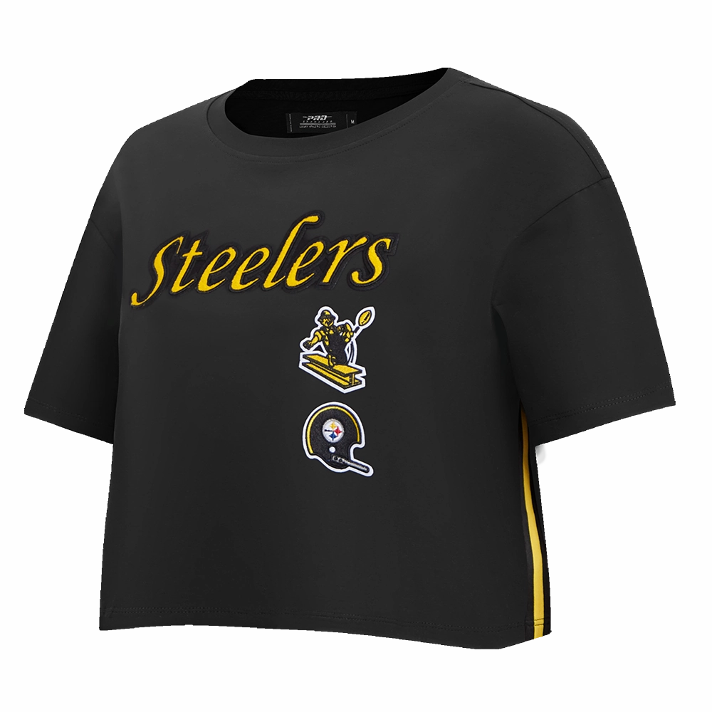 NFL PITTSBURGH STEELERS RETRO CLASSIC WOMEN'S BOXY TEE (BLACK)