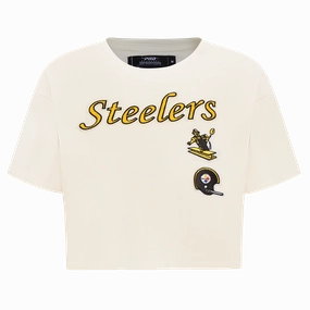 NFL PITTSBURGH STEELERS RETRO CLASSIC WOMEN'S BOXY TEE (EGGSHELL)