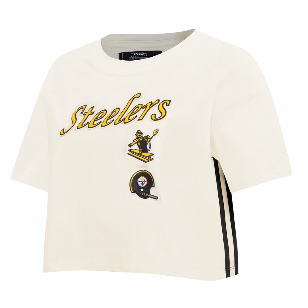 NFL PITTSBURGH STEELERS RETRO CLASSIC WOMEN'S BOXY TEE (EGGSHELL)