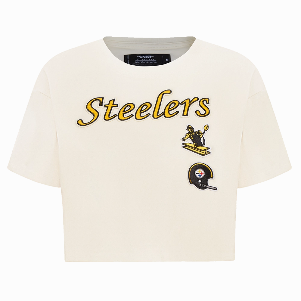 NFL PITTSBURGH STEELERS RETRO CLASSIC WOMEN'S BOXY TEE (EGGSHELL)