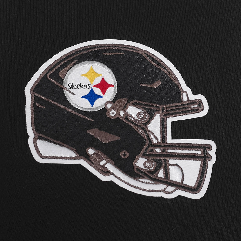 NFL PITTSBURGH STEELERS SCRIPT TAIL MEN'S RIB FLC PO HOODIE (BLACK/YELLOW)